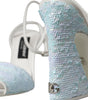 Dolce & Gabbana Light Blue Sequin Ankle Strap Sandals Shoes