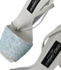 Dolce & Gabbana Light Blue Sequin Ankle Strap Sandals Shoes