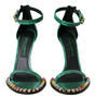 Sandales en cuir exotique vert et cristaux Dolce &amp; Gabbana