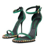 Sandales en cuir exotique vert et cristaux Dolce &amp; Gabbana