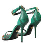 Sandales en cuir exotique vert et cristaux Dolce &amp; Gabbana