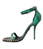 Sandales en cuir exotique vert et cristaux Dolce &amp; Gabbana