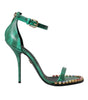 Sandales en cuir exotique vert et cristaux Dolce &amp; Gabbana