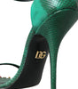 Sandales en cuir exotique vert et cristaux Dolce &amp; Gabbana