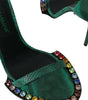 Sandales en cuir exotique vert et cristaux Dolce &amp; Gabbana