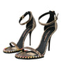 Sandales en cuir exotique marron et cristaux Dolce &amp; Gabbana