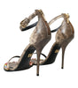 Sandales en cuir exotique marron et cristaux Dolce &amp; Gabbana