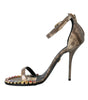 Sandales en cuir exotique marron et cristaux Dolce &amp; Gabbana