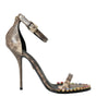 Sandales en cuir exotique marron et cristaux Dolce &amp; Gabbana