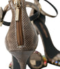 Sandales en cuir exotique marron et cristaux Dolce &amp; Gabbana