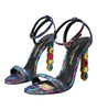 Dolce & Gabbana Multicolor Jacquard Crystals Sandals Shoes