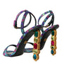 Dolce & Gabbana Multicolor Jacquard Crystals Sandals Shoes