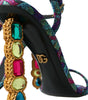 Dolce & Gabbana Multicolor Jacquard Crystals Sandals Shoes