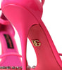 Dolce & Gabbana Pink Leather Crystal Heels Sandals Shoes