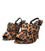 Sandales à talons et bride arrière léopard marron Dolce &amp; Gabbana