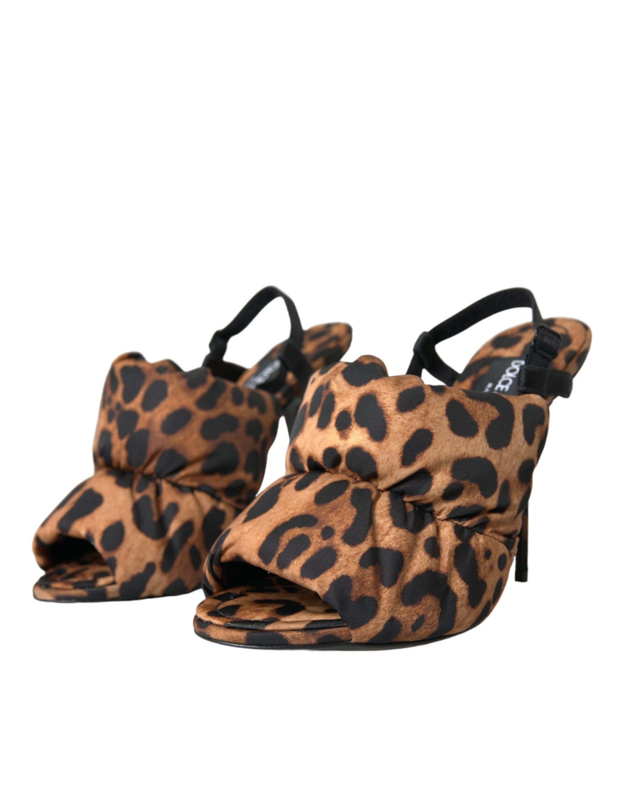 Sandales à talons et bride arrière léopard marron Dolce &amp; Gabbana