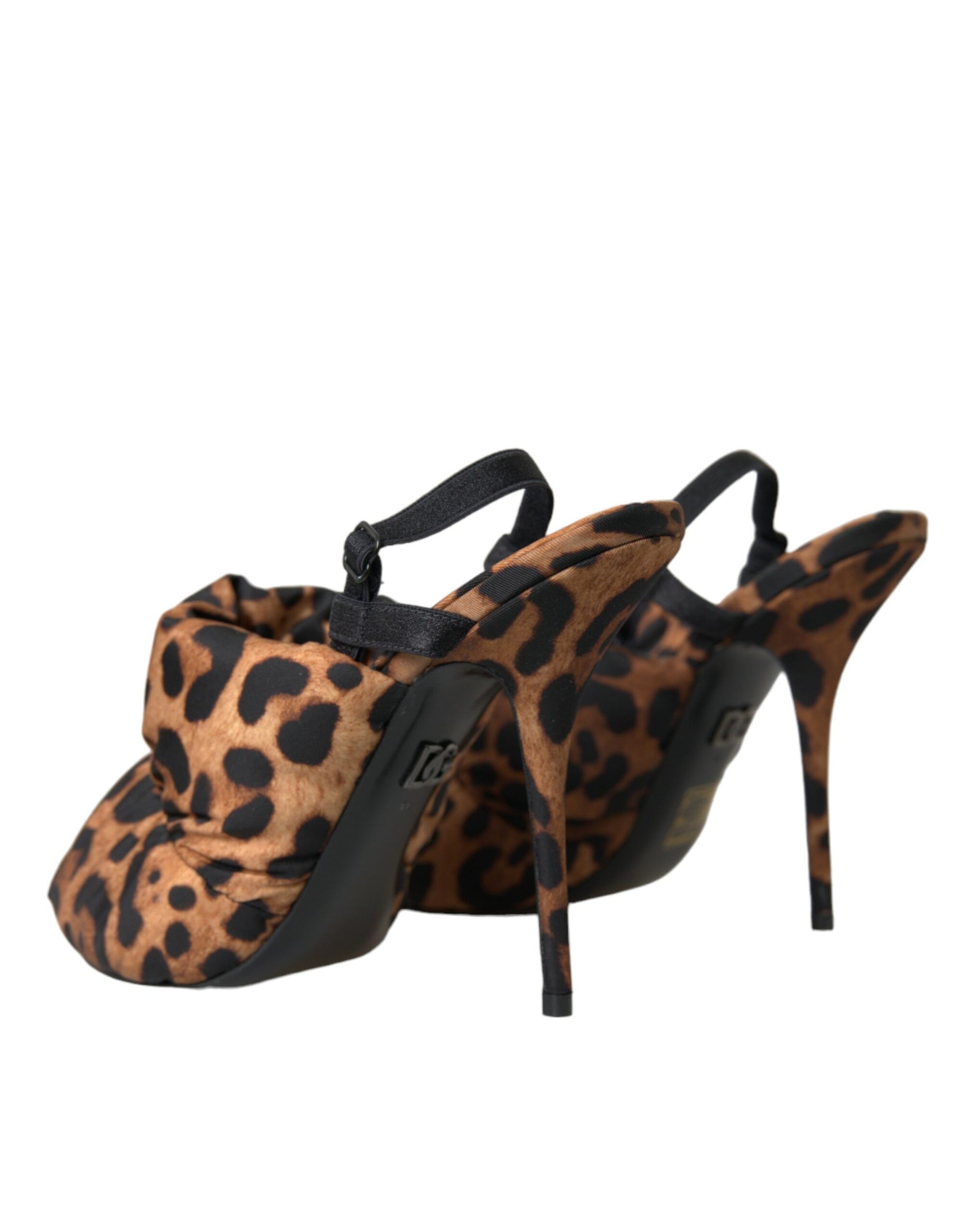 Sandales à talons et bride arrière léopard marron Dolce &amp; Gabbana