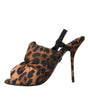 Sandales à talons et bride arrière léopard marron Dolce &amp; Gabbana