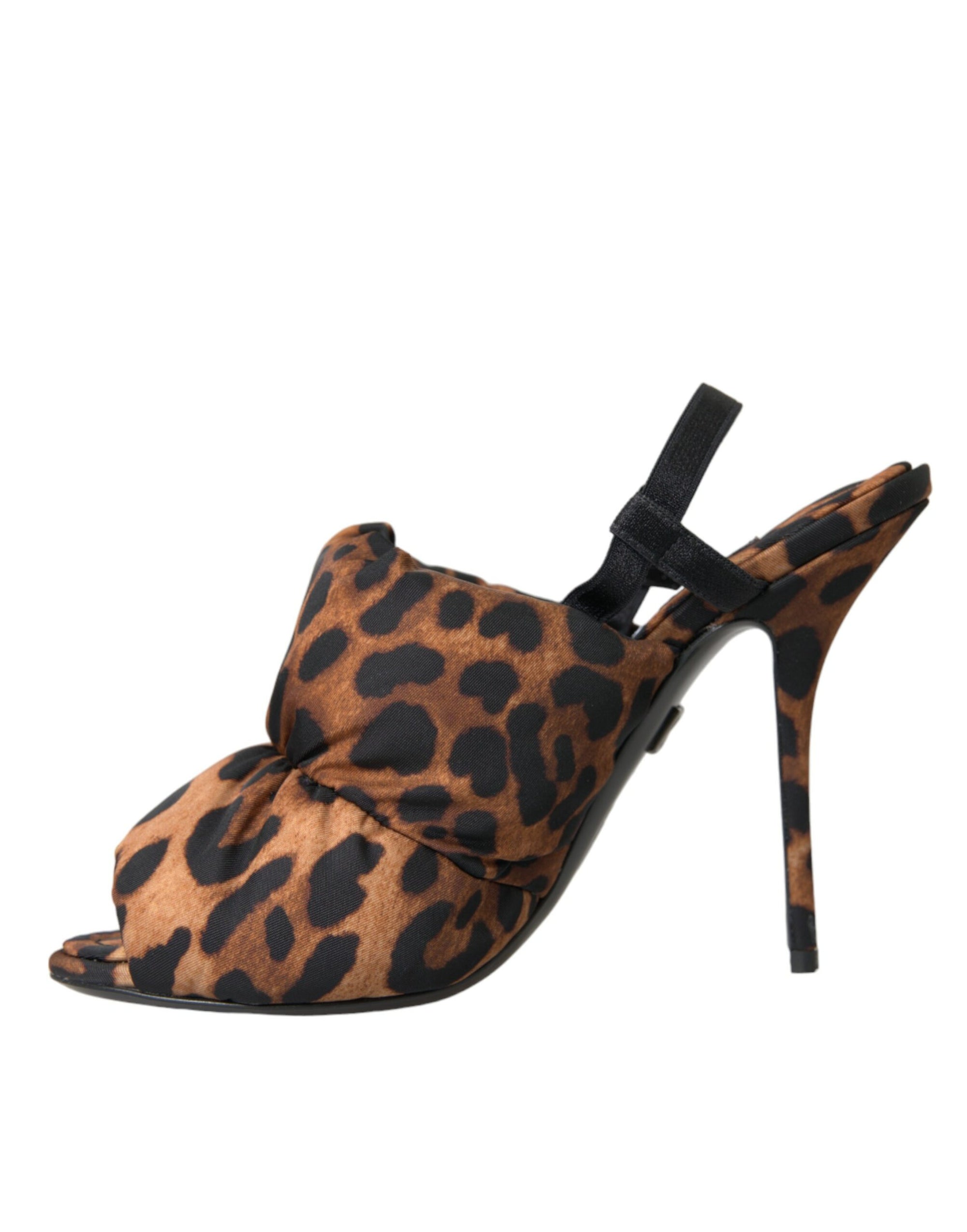 Sandales à talons et bride arrière léopard marron Dolce &amp; Gabbana