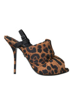 Sandales à talons et bride arrière léopard marron Dolce &amp; Gabbana