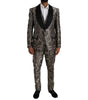 Dolce & Gabbana Brown Floral Jacquard Formal 3 Piece Suit