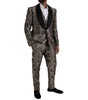 Dolce & Gabbana Brown Floral Jacquard Formal 3 Piece Suit