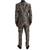 Dolce & Gabbana Brown Floral Jacquard Formal 3 Piece Suit