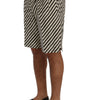 Dolce & Gabbana White Black Striped Hemp Casual Shorts