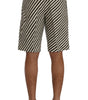Dolce & Gabbana White Black Striped Hemp Casual Shorts
