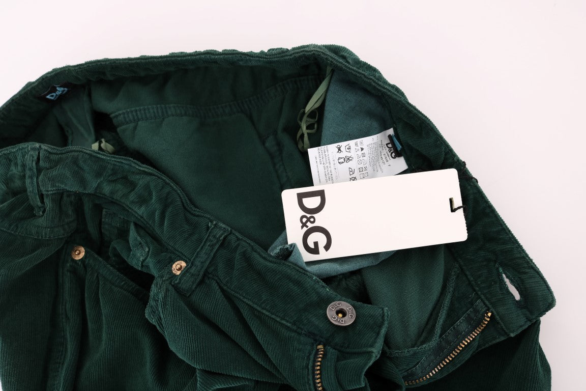 Dolce &amp; Gabbana Elegant Green Cotton Blend Trousers