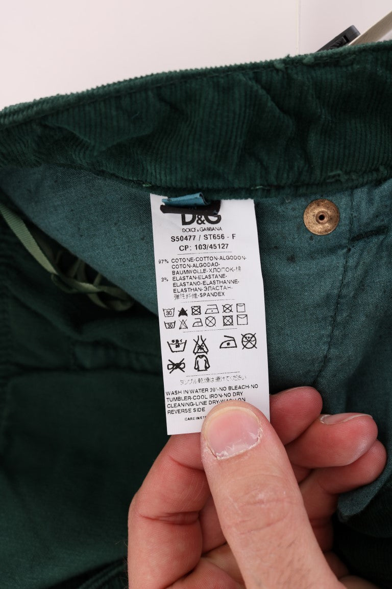 Dolce &amp; Gabbana Elegant Green Cotton Blend Trousers