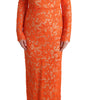 Dolce & Gabbana Orange Floral Ricamo Sheath Long Dress