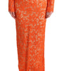 Dolce & Gabbana Orange Floral Ricamo Sheath Long Dress