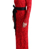 Dolce & Gabbana Red Floral Ricamo Sheath Long Dress