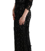 Dolce & Gabbana Black Cotton Silk Floral Long Dress