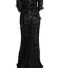 Dolce & Gabbana Black Cotton Silk Floral Long Dress