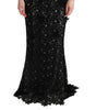 Dolce & Gabbana Black Cotton Silk Floral Long Dress