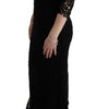 Dolce & Gabbana Black Floral Ricamo Sheath Long Dress