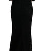 Dolce & Gabbana Black Floral Ricamo Sheath Long Dress