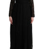 Dolce & Gabbana Black Floral Lace Sheath Silk Dress