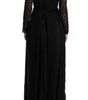 Dolce & Gabbana Black Floral Lace Sheath Silk Dress