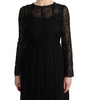 Dolce & Gabbana Black Floral Lace Sheath Silk Dress