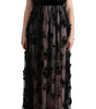 Dolce & Gabbana Black Pink Silk Applique Shift Dress