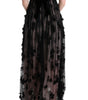 Dolce & Gabbana Black Pink Silk Applique Shift Dress