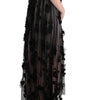 Dolce & Gabbana Black Pink Silk Applique Shift Dress