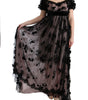 Dolce & Gabbana Black Pink Silk Applique Shift Dress