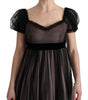 Dolce & Gabbana Black Pink Silk Long Shift Dress