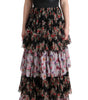 Dolce & Gabbana Multicolor Silk Stretch Floral Shift Long Dress