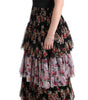 Dolce & Gabbana Multicolor Silk Stretch Floral Shift Long Dress