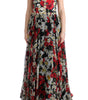Dolce & Gabbana Multicolor Silk Floral Crystal Long Maxi Dress